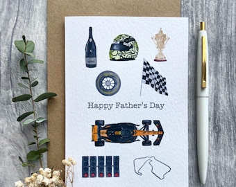 F1 McLaren Father's Day Card, Formula One Lover Dad Card, Watercolour McLaren Mastercard Formula 1 Team Greeting card, Racing Sports Car