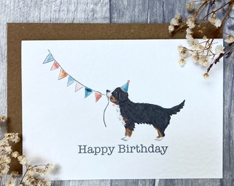 Personalised Bernese Mountain Dog Birthday Card - Bernese Dog Birthday Card for dog Lovers | A6, Landscape