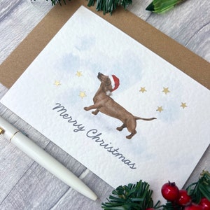 Dackel Pom Pom Weihnachtsmütze Weihnachtskarte - Lustige Weihnachtskarte mit Dackel, Dackel, Dackel