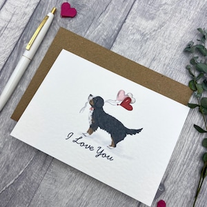 Carte je t'aime bernois - carte personnalisée parfaite pour les proches, carte de Saint-Valentin bouvier bernois joyeux anniversaire pour les amoureux des chiens