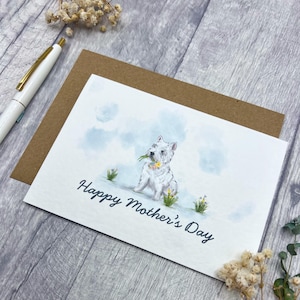Carte Westie fête des mères - carte personnalisée parfaite pour les chiens aimés, jolie carte de chien West Highland Terrier pour les mamans de chien