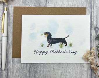 Dachshund Black and Tan Mother's Day Card - Personalised Card perfect for Dog Loved, Cute Sausage Dog Card for Dog Mums