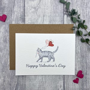 Carte de Saint-Valentin chat tigré gris - carte personnalisée ronronnement-faite pour vos proches, carte de chat je t'aime, carte de Saint-Valentin pour les amoureux des chats