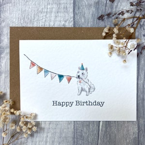 Carte d'anniversaire Westie personnalisée - Carte d'anniversaire pour chien West Highland Terrier pour les amoureux des terriers et des chiens