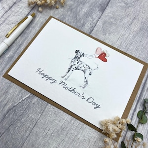 Carte de fête des mères chien dalmatien - carte personnalisée parfaite pour maman, jolie carte de voeux chien tacheté noir et blanc, paysage