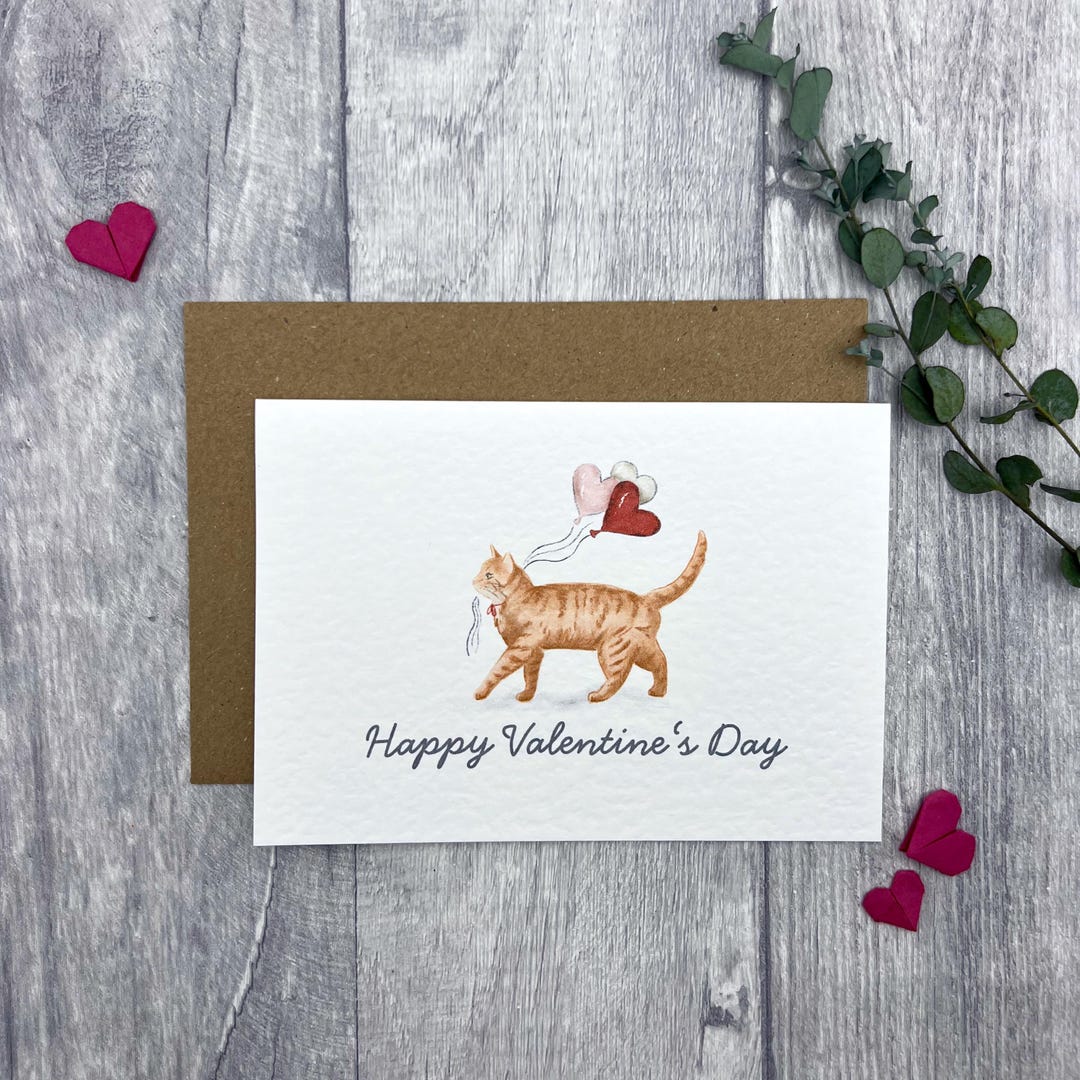 Ginger Tabby Cat Valentine's Day Card - Personalised Card Purr-fect for ...