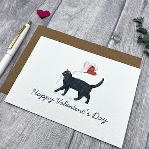 Carte de Saint-Valentin chat noir - carte personnalisée ronronnement-faite pour les proches, carte de chat mignon je t'aime, carte de Saint-Valentin pour les amoureux des chats