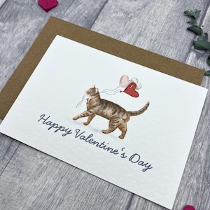 Brown Tabby Cat Valentine's Day Card  -  Personalised Card Purr-fect for Loved Ones,  I love you cat card, Valentines Card for Cat lovers