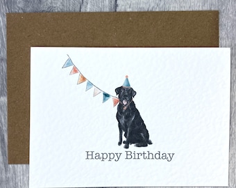 Black Labrador Birthday Card - Labrador Dog Happy Birthday Card for Lab and Dog Lovers, dog mum and dog dad card, dog lover celebration card
