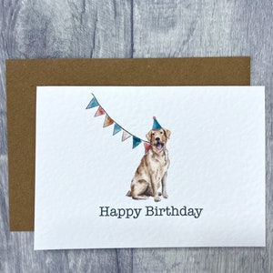 Carte d'anniversaire Labrador - Jolie carte d'anniversaire Labrador pour les amateurs de laboratoire et de chien, joyeux anniversaire papa et maman chien, carte de célébration de laboratoire jaune
