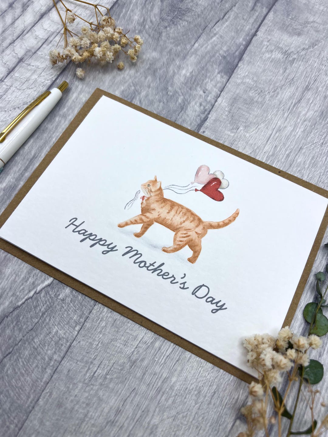 Ginger Tabby Cat Mother's Day Card - Personalised Card Perfect for Mum ...