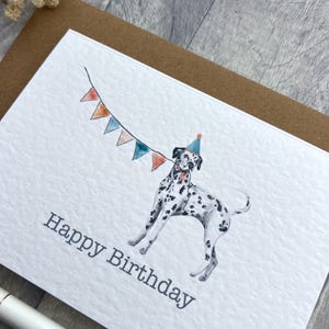 Jolie carte d'anniversaire dalmate - Chien dalmatien personnalisé avec carte de célébration colorée, carte de joyeux anniversaire pour les amoureux des chiens
