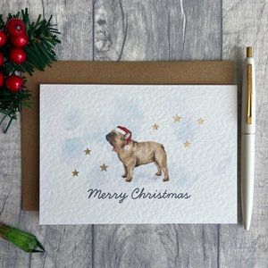 Entzückende Frenchie Santa Weihnachtskarte, Niedliche Frohe Weihnachten Französische Bulldogge Karte, Einzigartige Festliche Weihnachts Blanko Grußkarte für Hundeliebhaber