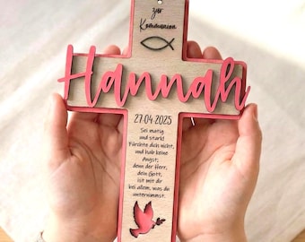 HOLZKREUZ zur Kommunion für Junge und Mädchen personalisiertes Kommunionsgeschenk Geschenk zur Kommunion Konfirmation Firmung Segnung