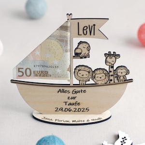 Geldgeschenk zur Taufe Arche Noah Taufgeschenk für Kinder personalisiertes Geldgeschenk Pate zur Geburt Kommunion Konfirmation Geburtstag