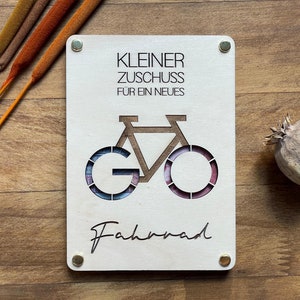 Geldgeschenk Holzkarte für ein neues Fahrrad Wunscherfüller zum Geburtstag Gutschein Elektrofahrrad Holz Gutscheinverpackung zum Geburtstag