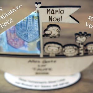 Money gift for baptism Noah's Ark Baptism gift for children Personalized money gift godparent for birth Communion Confirmation Birthday image 3