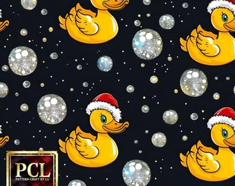 Christmas Rubber Duck Pattern: Holiday Digital Paper (Digital Download)
