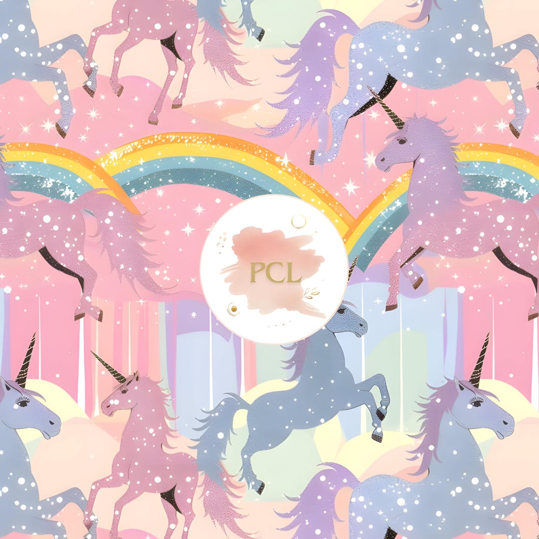Rainbow Unicorn Digital Paper: Pastel Nursery Pattern (digital Download ...