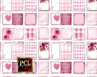 Rosa Vichy Karo Stoffmuster: Shabby Chic Cottagecore (Digitaldruck)