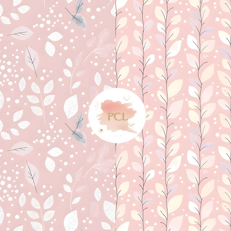 Boho Pink Floral Seamless Pattern Set: Scrapbook Paper (digital ...
