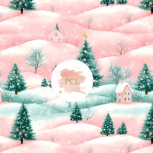 Pink Mint Christmas Digital Paper: Coquette Winter Pattern (Digital Download)