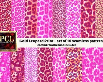 Pink Leopard Print Patterns: Glam Animal Print Digital Paper (12x12, 300 DPI) (Instant Download)