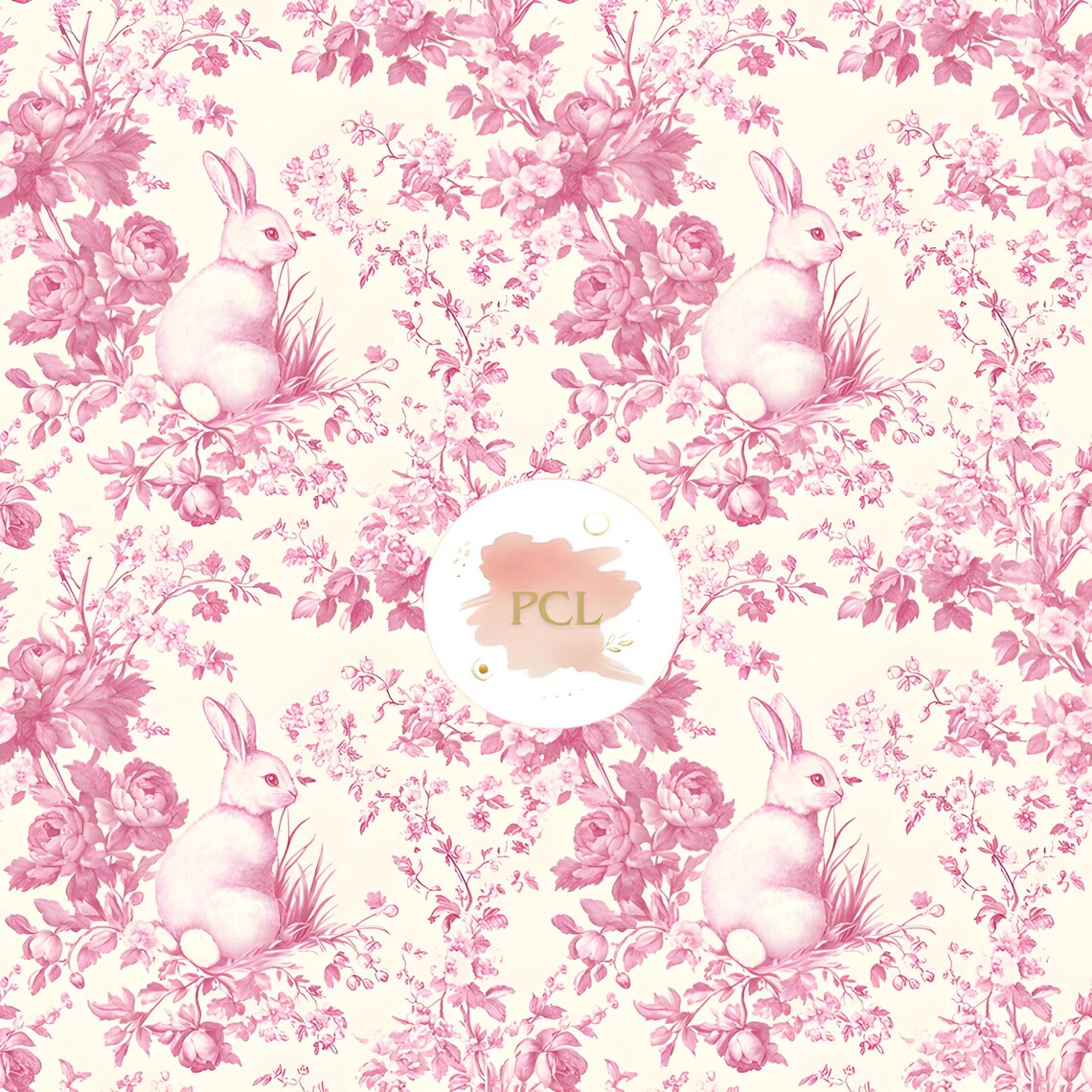 Easter Pink Toile Coquette Seamless Pattern PNG SVG, Vintage Pink ...