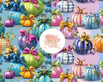 Conjunto de papel digital de abóbora: padrões sem emendas de Halloween de outono (download digital)