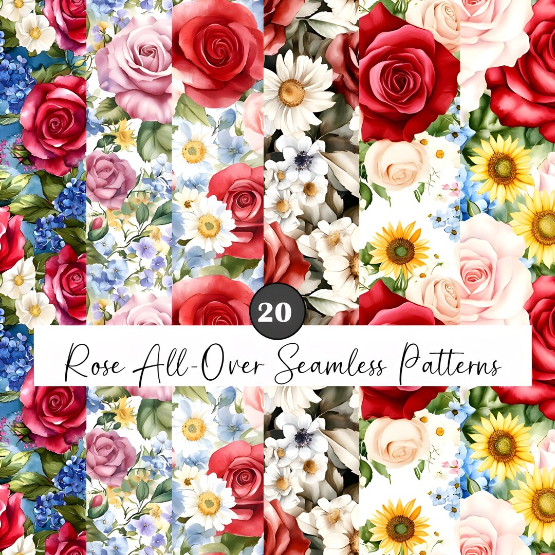 Vintage Rose Seamless Patterns: Cottagecore Floral Digital Paper ...