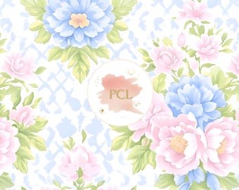 Watercolor Floral Seamless Pattern: Pastel Cottagecore Fabric Print (Digital Download)