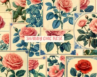 Ephemera Vintage Rose: Páginas de diário com motivos florais e chiques (download digital)