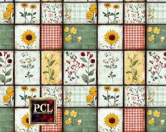 Rustikale Sonnenblume Quilt Anleitung: Bauernhaus Blumenmuster (Digitaler Download)