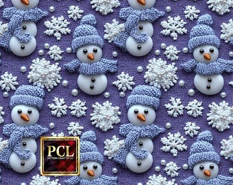 Tecido de boneco de neve de malha: padrão sem costura para férias de inverno (download digital)