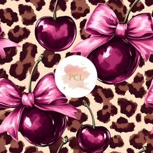Leopard-Druck Kirsche Nahtlose Muster Digital sich wiederholende Sublimation Stoff Design Scrapbooking Papier Handwerk Hintergrund