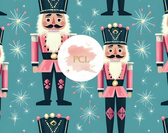 Nutcracker Digital Paper Christmas Scrapbook Pattern Wrapping Paper Design Fabric Print Holiday Crafting Supplies