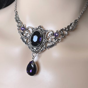 Nancy K Delicate Gothic Amethyst Choker - Dark Garden Unique Corsetry, Inc.