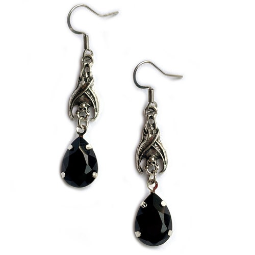 Dangle Black Swarovski Crystal Earrings Gothic Victorian - Etsy