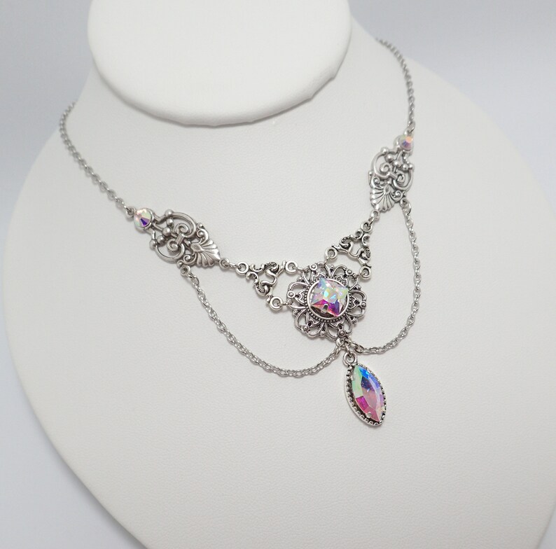 Crystal Clear AB Stones Gothic Antiqued Silver Necklace Choker - Etsy