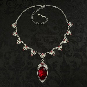 Dark Ruby Red/garnet Gothic Antique Silver Filigree Victorian Wedding ...