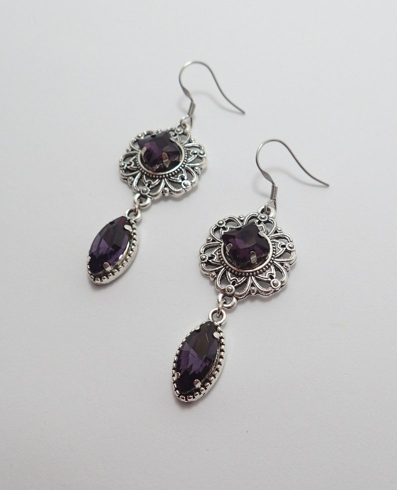 Dark Amethyst Purple Gothic Victorian Filigree Earrings - Etsy