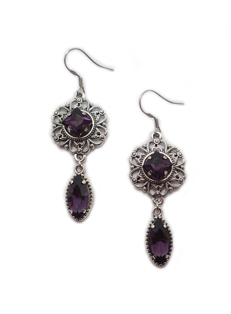Dark Amethyst Purple Gothic Victorian Filigree Earrings - Etsy