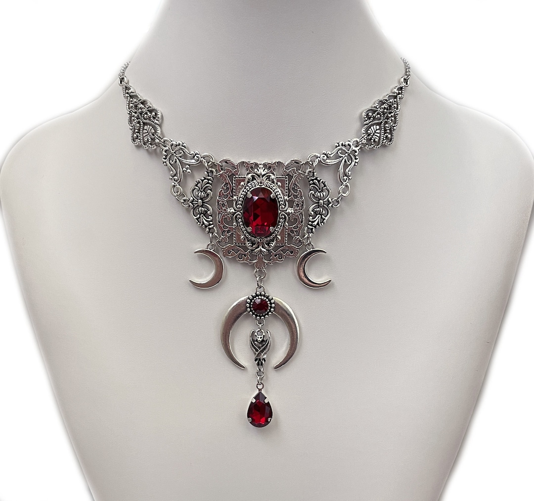 Black vampire jewelry gothic choker necklace • Matching black wedding -  Hand Stamped Trinkets