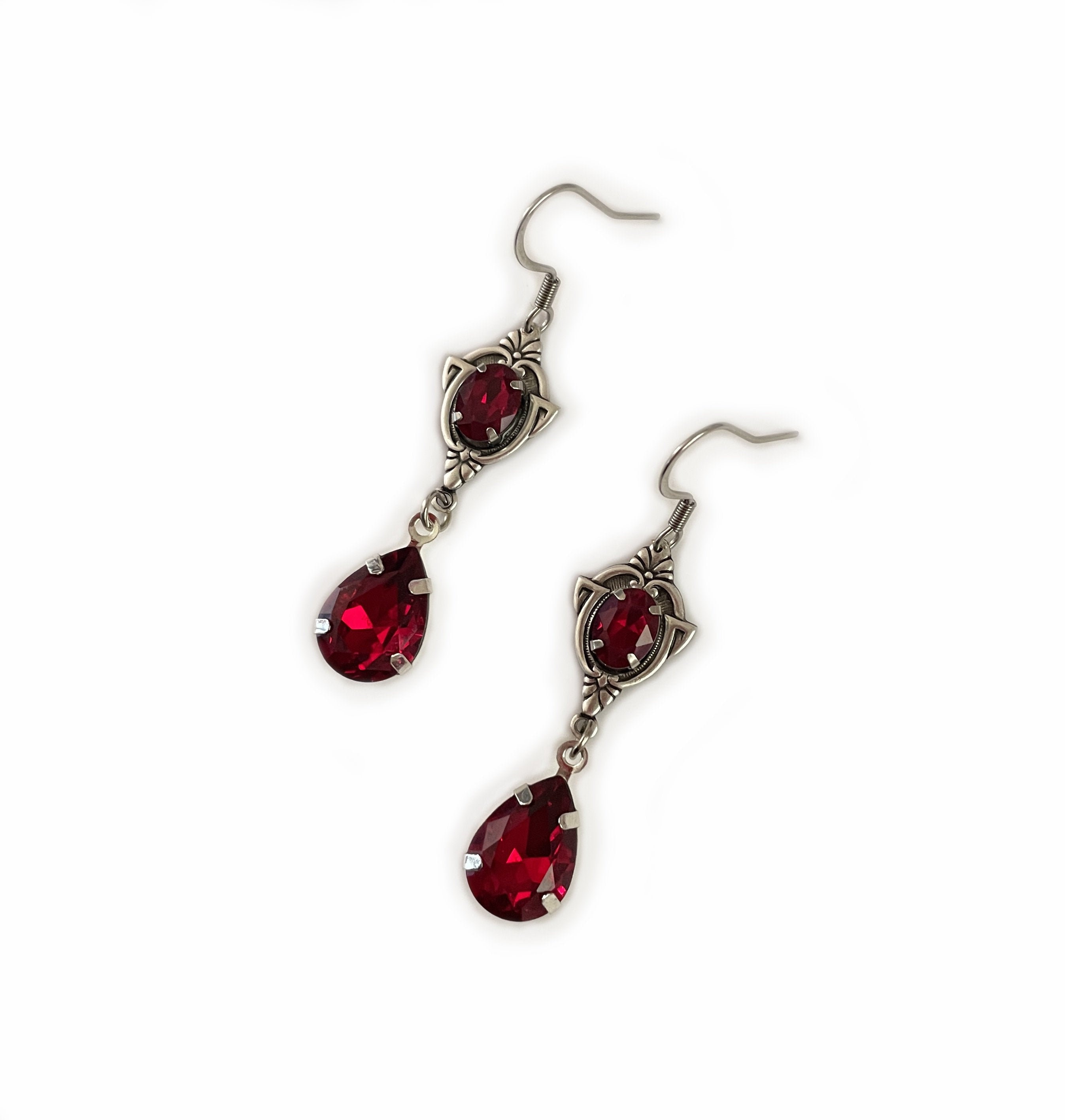 Dark Ruby Red Earrings