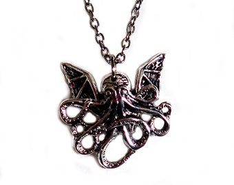 Small Baby Cthulhu Winged Octopus Pendant