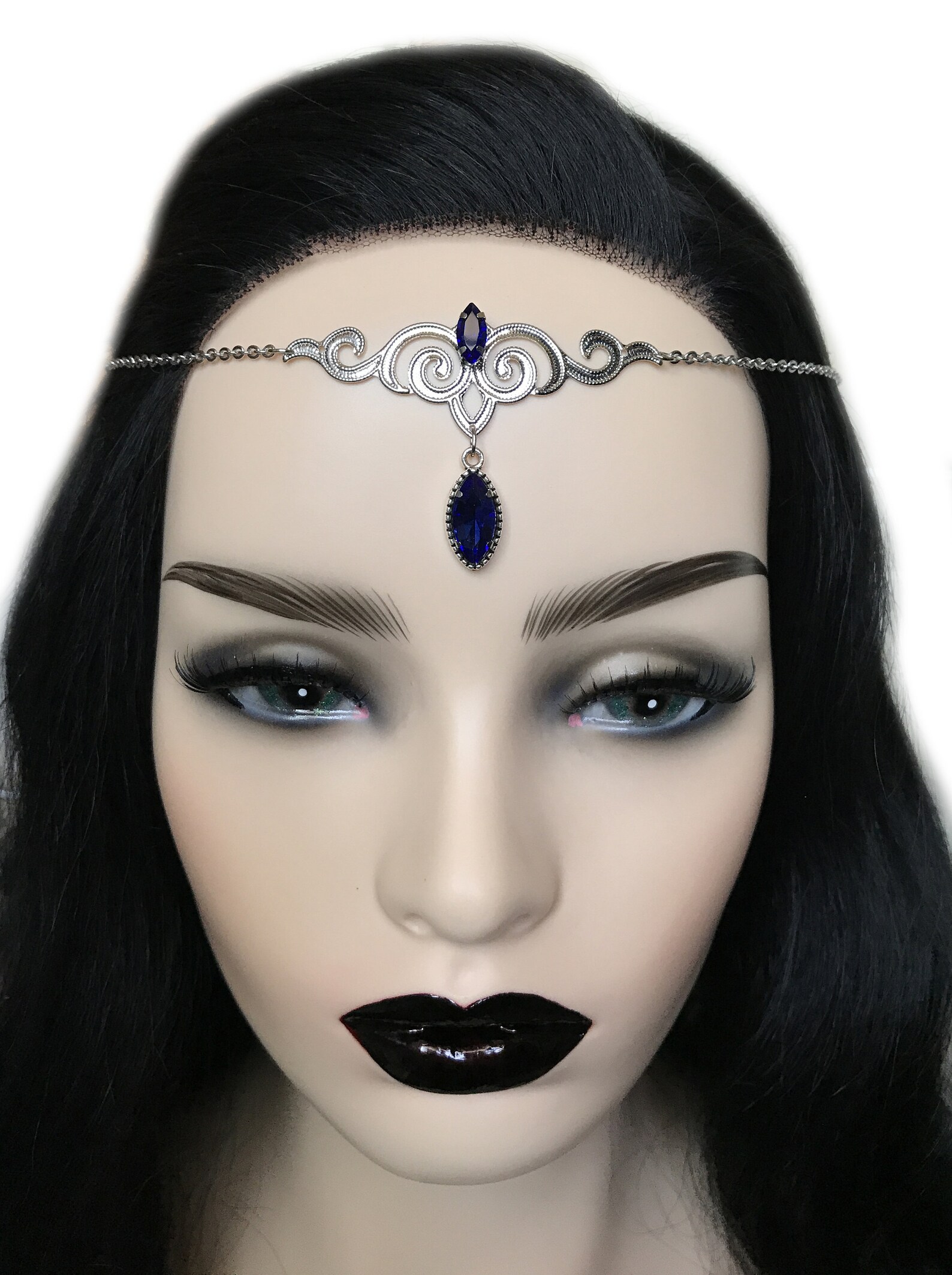 Unique Circlet - Wide Band W/Red And Blue Stones - Cloak & Dagger Creations