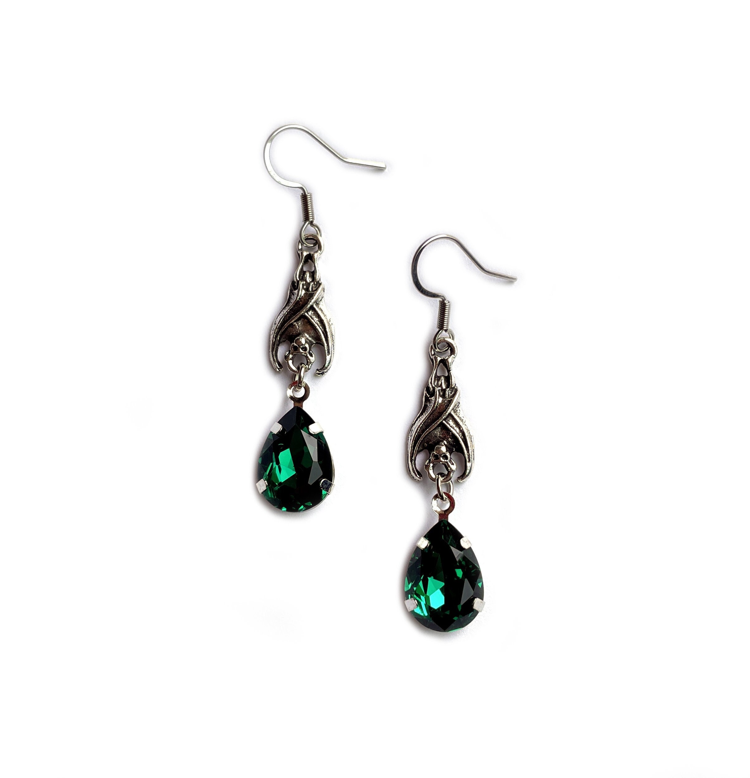 Emerald Green Crystal Dangle Earrings