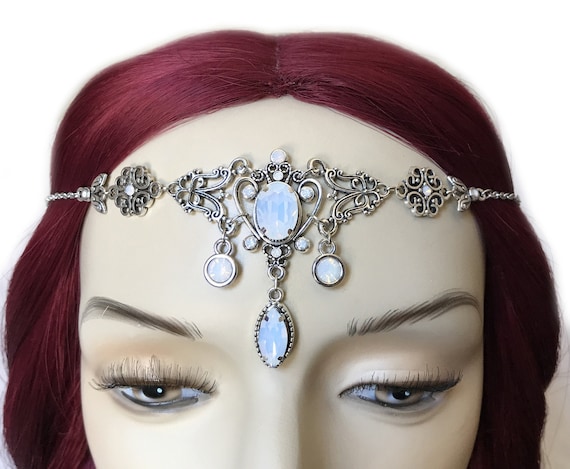 White Opal Antique Silver Headpiece Headdress Circlet Crown  display picture 1