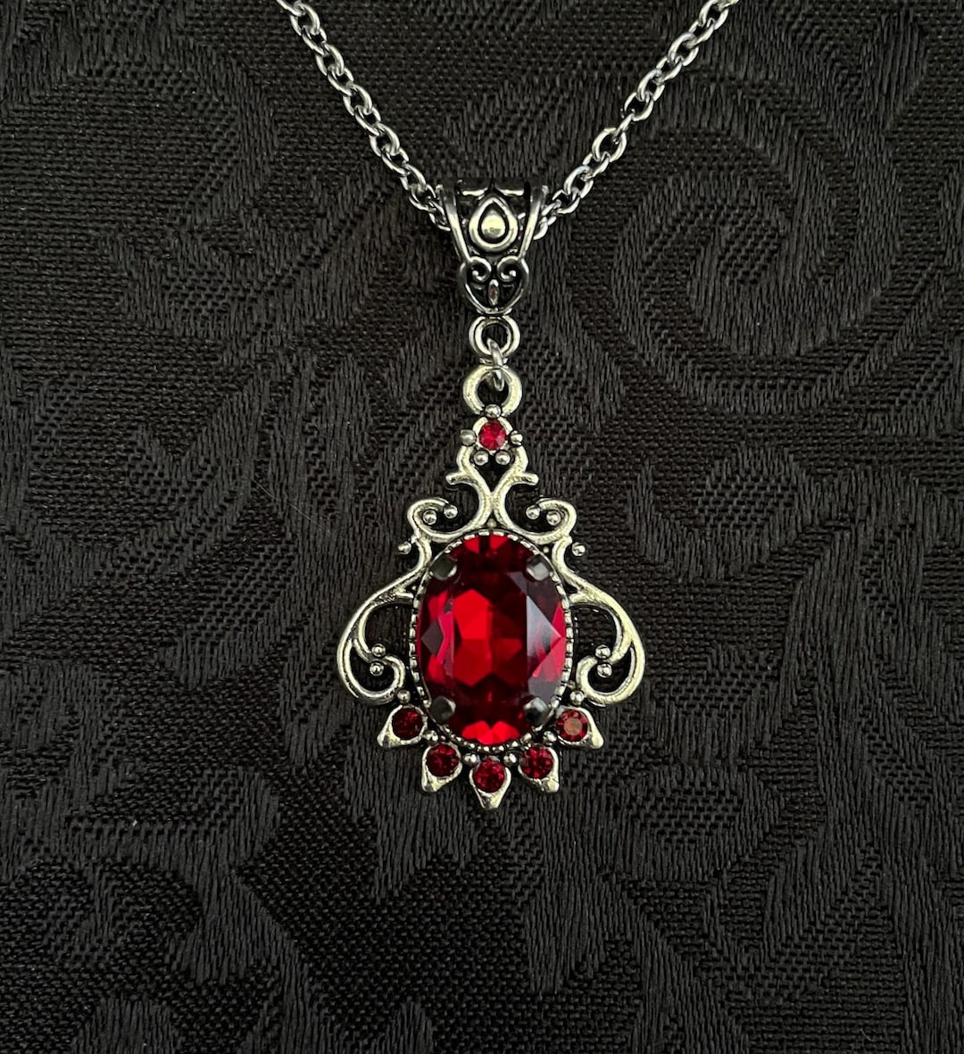 Dark Ruby Red/garnet Romantic Gothic Victorian Goth Vampire Engagement ...