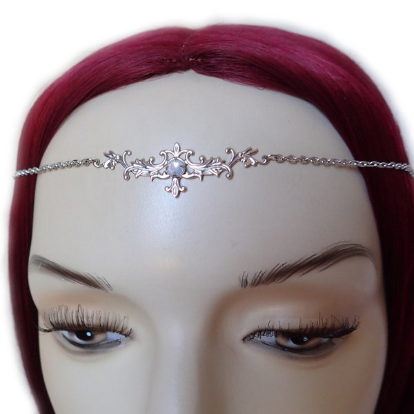 White Opal Simple Elven Elf Elvish Celtic Goddess Headpiece Headdress Circlet Crown Tiara Headband Fairy Queen Bridal Princess Wedding